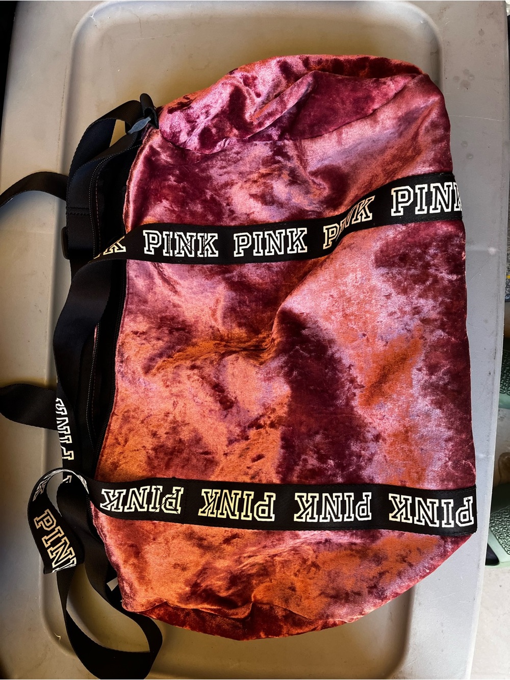 PINK Velvet Duffle Bag in Rose/Mauve